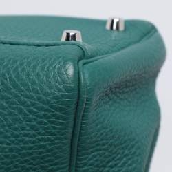 Pre Owned Hermes Vert Verone Clemence Leather Palladium Finish Kelly Retourne 32 Bag