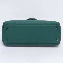 Pre Owned Hermes Vert Verone Clemence Leather Palladium Finish Kelly Retourne 32 Bag