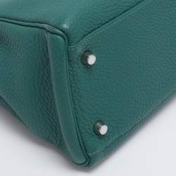 Pre Owned Hermes Vert Verone Clemence Leather Palladium Finish Kelly Retourne 32 Bag