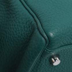 Pre Owned Hermes Vert Verone Clemence Leather Palladium Finish Kelly Retourne 32 Bag