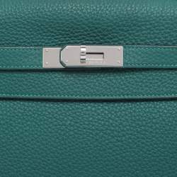 Pre Owned Hermes Vert Verone Clemence Leather Palladium Finish Kelly Retourne 32 Bag