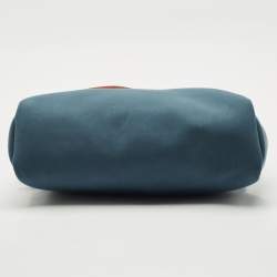 Pre Owned Hermes Blue Agate/Rouge H Canvas and Leather Herbag 28 Bag