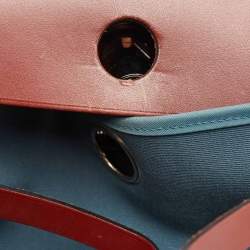 Pre Owned Hermes Blue Agate/Rouge H Canvas and Leather Herbag 28 Bag