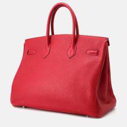 Pre Owned Hermes Birkin 35 Rouge Casaque Taurillon Clemence Tote Bag