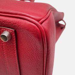 Pre Owned Hermes Birkin 35 Rouge Casaque Taurillon Clemence Tote Bag