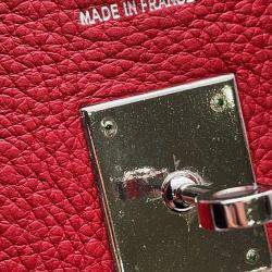 Pre Owned Hermes Birkin 35 Rouge Casaque Taurillon Clemence Tote Bag