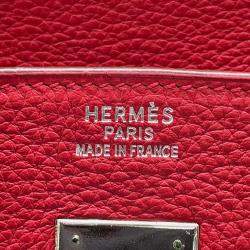Pre Owned Hermes Birkin 35 Rouge Casaque Taurillon Clemence Tote Bag