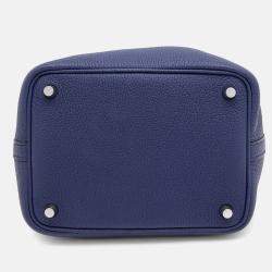 Pre Owned Hermes Picotin Lock 18 Blue Encre Taurillon Clemence Bucket Bag