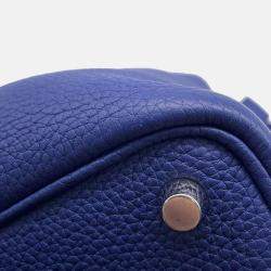 Pre Owned Hermes Picotin Lock 18 Blue Encre Taurillon Clemence Bucket Bag