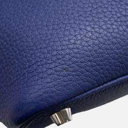 Pre Owned Hermes Picotin Lock 18 Blue Encre Taurillon Clemence Bucket Bag