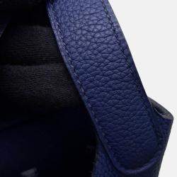 Pre Owned Hermes Picotin Lock 18 Blue Encre Taurillon Clemence Bucket Bag