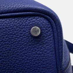 Pre Owned Hermes Picotin Lock 18 Blue Encre Taurillon Clemence Bucket Bag