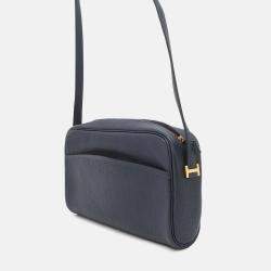 Pre Owned Hermes Golf Tee Navy Fjord Leather Shoulder Bag