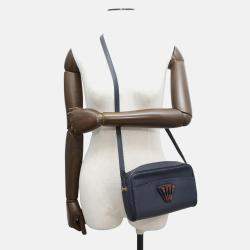 Pre Owned Hermes Golf Tee Navy Fjord Leather Shoulder Bag
