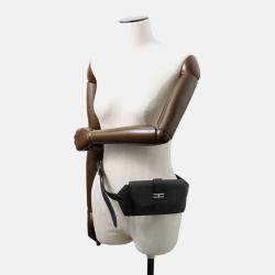 Pre Owned Hermes Elan Pocket 24 Black Swift Leather Epsom Belt Bag