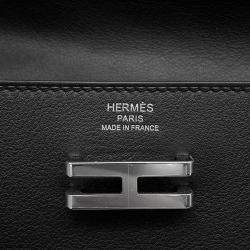 Pre Owned Hermes Elan Pocket 24 Black Swift Leather Epsom Belt Bag
