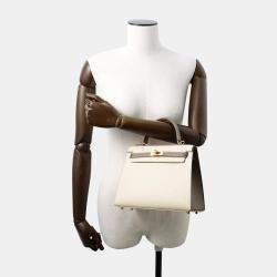 Pre Owned Hermes Kelly Sellier Spo 25 Craie/Etoupe Epsom Handbag