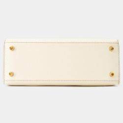 Pre Owned Hermes Kelly Sellier Spo 25 Craie/Etoupe Epsom Handbag