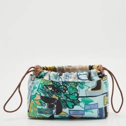 Pre Owned Hermes Gold Musardine Silk and Barenia Leather Fourbi 20 Pouch