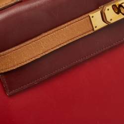 Pre Owned Hermes Rouge H/Rouge Vif/Naturel Box Leather Gold Finish Kelly Sellier 32 Bag