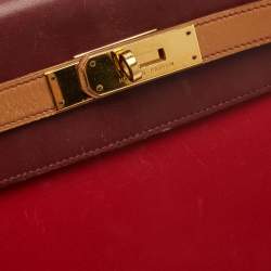 Pre Owned Hermes Rouge H/Rouge Vif/Naturel Box Leather Gold Finish Kelly Sellier 32 Bag