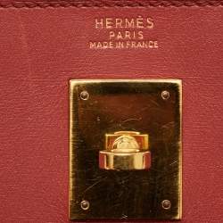 Pre Owned Hermes Rouge H/Rouge Vif/Naturel Box Leather Gold Finish Kelly Sellier 32 Bag