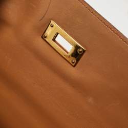 Pre Owned Hermes Rouge H/Rouge Vif/Naturel Box Leather Gold Finish Kelly Sellier 32 Bag