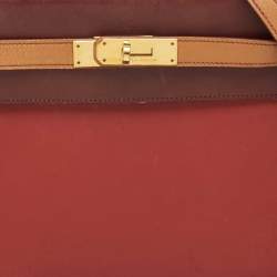 Pre Owned Hermes Rouge H/Rouge Vif/Naturel Box Leather Gold Finish Kelly Sellier 32 Bag