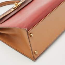 Pre Owned Hermes Rouge H/Rouge Vif/Naturel Box Leather Gold Finish Kelly Sellier 32 Bag