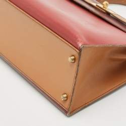 Pre Owned Hermes Rouge H/Rouge Vif/Naturel Box Leather Gold Finish Kelly Sellier 32 Bag