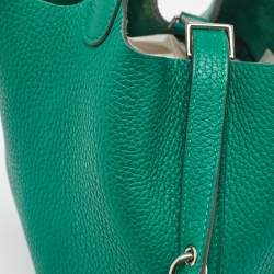 Pre Owned Hermes Menthe Clemence Leather Picotin Lock 18 Bag