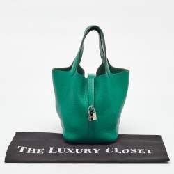 Pre Owned Hermes Menthe Clemence Leather Picotin Lock 18 Bag