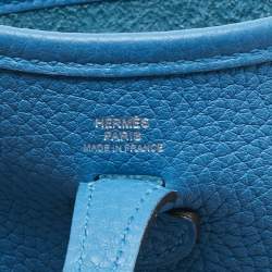 Pre Owned Hermes Bleu Frida Taurillon Clemence Leather Evelyne TPM Bag