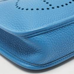 Pre Owned Hermes Bleu Frida Taurillon Clemence Leather Evelyne TPM Bag