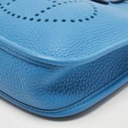 Pre Owned Hermes Bleu Frida Taurillon Clemence Leather Evelyne TPM Bag