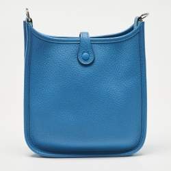 Pre Owned Hermes Bleu Frida Taurillon Clemence Leather Evelyne TPM Bag