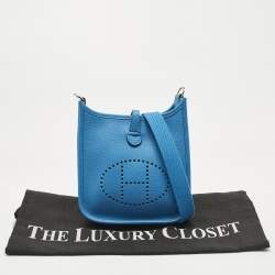 Pre Owned Hermes Bleu Frida Taurillon Clemence Leather Evelyne TPM Bag
