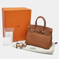 Pre Owned Hermes Gold Togo Leather Gold Finish Birkin 30 Bag