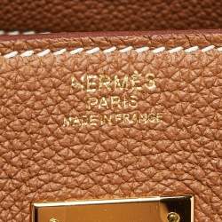 Pre Owned Hermes Gold Togo Leather Gold Finish Birkin 30 Bag