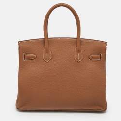 Pre Owned Hermes Gold Togo Leather Gold Finish Birkin 30 Bag