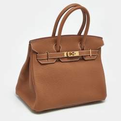Pre Owned Hermes Gold Togo Leather Gold Finish Birkin 30 Bag