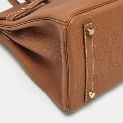 Pre Owned Hermes Gold Togo Leather Gold Finish Birkin 30 Bag