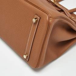 Pre Owned Hermes Gold Togo Leather Gold Finish Birkin 30 Bag