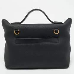 Pre Owned Hermes Noir Matte Alligator and Togo Leather Gold Finish 24/24 29 Bag