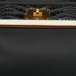 Pre Owned Hermes Noir Matte Alligator and Togo Leather Gold Finish 24/24 29 Bag