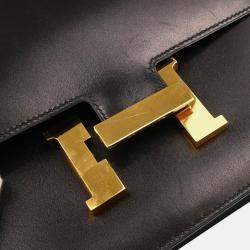 Pre Owned Hermes Constance 23 Black Box Calf Shoulder Bag