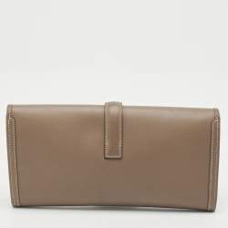 Pre Owned Hermès Etoupe Swift Leather Elan Jige 29 Clutch