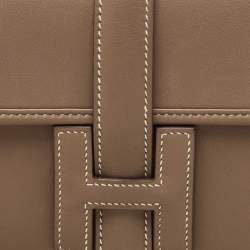 Pre Owned Hermès Etoupe Swift Leather Elan Jige 29 Clutch