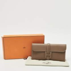 Pre Owned Hermès Etoupe Swift Leather Elan Jige 29 Clutch