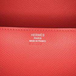 Pre Owned Hermes Cherche Midi 22 Red Epsom Leather Clutch Bag